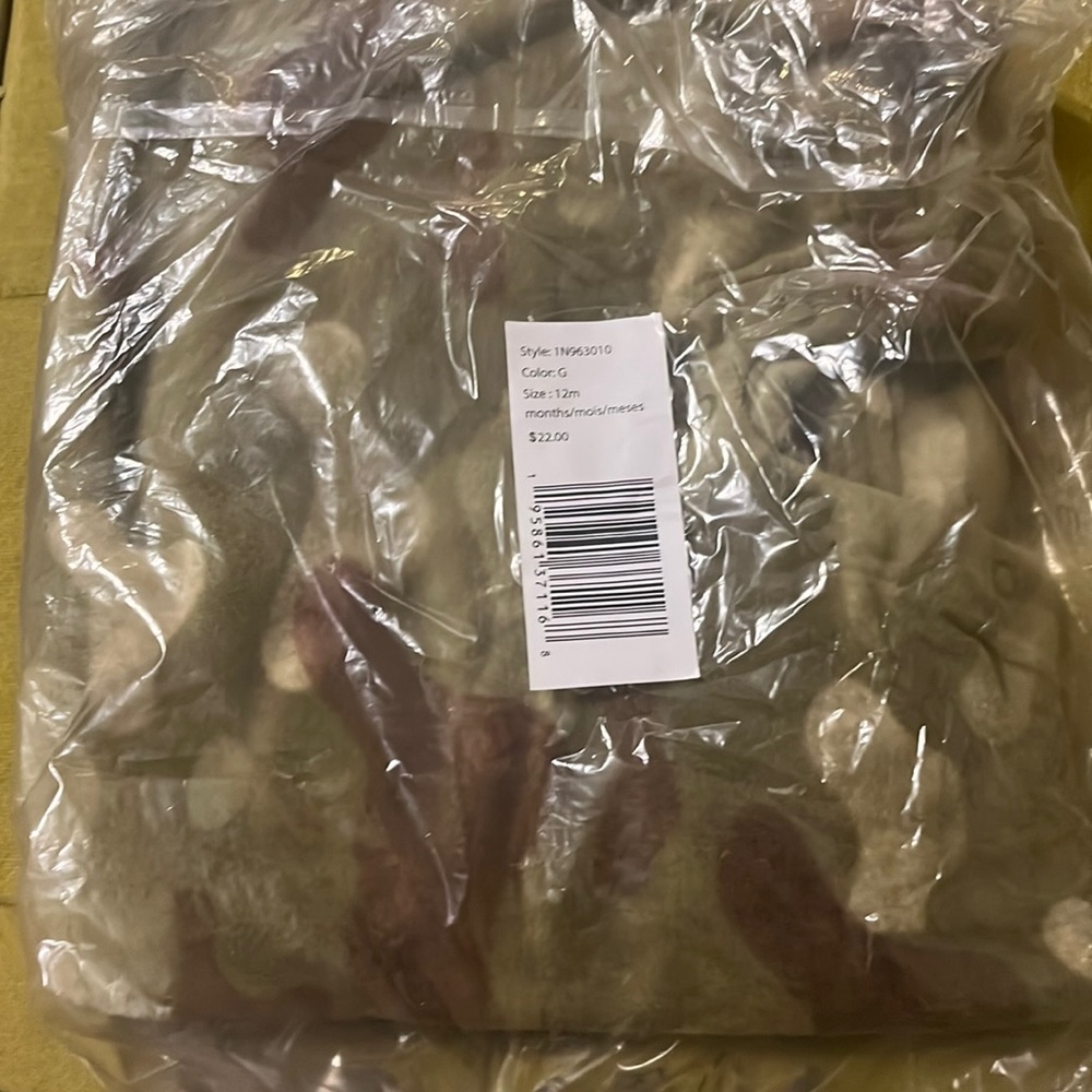 Size 12mo carters camouflage warm onesie in green. NWT